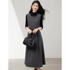 XinFeiYu Elegant Commuter Woolen Vest Dress Two-Piece Set