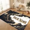 Space Cosmic Theme Crystal Velvet Floor Rug Personalized Custom Name Text Warm Carpet Home Decoration