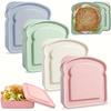 4PCS Toast Shaped Lunch Box Portable Plastic Sandwich Storage Box With Lid Reusable Office School Outdoor Camp Picnic Snack Box