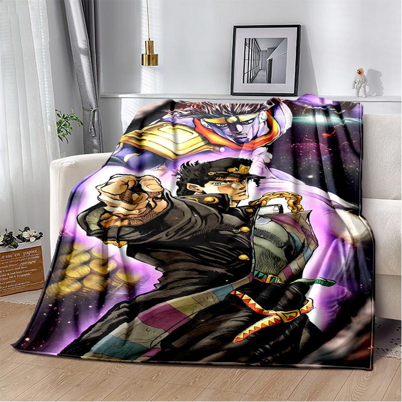 3D Jojo's Bizarre Adventure Cartoon Anime Blanket,Soft Throw Blanket for Home Bedroom Bed Sofa Travel Picnic Office Cover Kids
