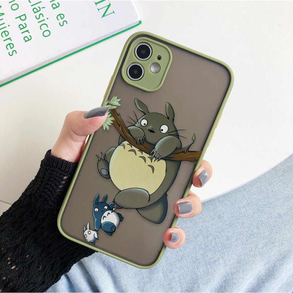 Custodia per telefono divertente anime giapponese Totoro per iPhone 11 12 13 14 Pro Max XR X 8 7 Plus Pro XS Mini Custodie con sensazione di pelle Copertura in silicone