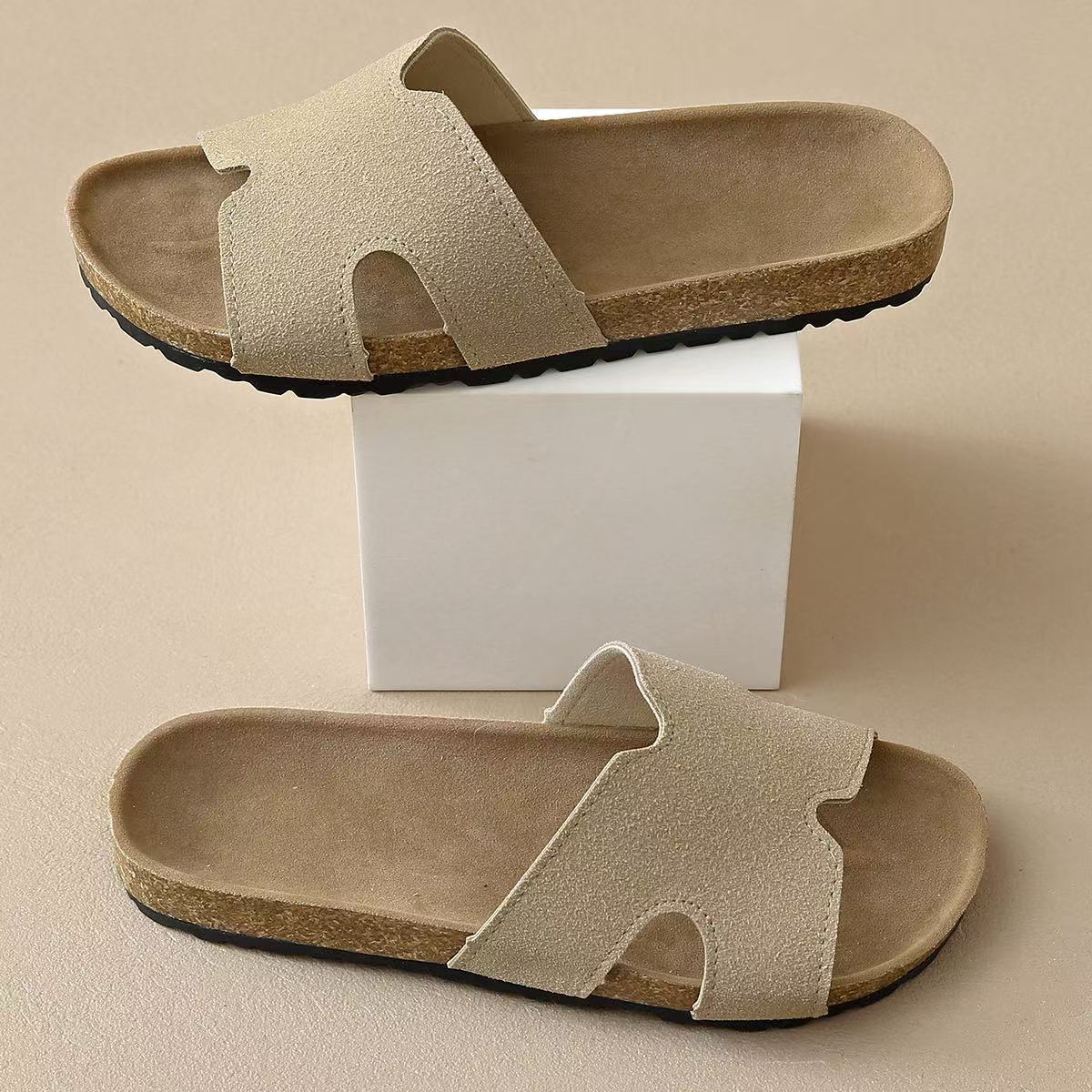 

2025 летние новые однотонные женские тапочки с круглой головкой большого размера, модные, стильные, однотонные, с мягкой подошвой и толстой подошвой 43 абрикосовый