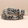 Cross Belt Leopard Print Western Rhinestone Belt Personalized Denim Woman Rivet Jeans Belt