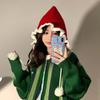 New Chinese Style Sweet Little Red Riding Hood Hand-knitted Woolen Hat Women Autumn Winter Tassel Tie Cap Warm Ear Protection Red