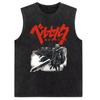 Vintage Washed Cotton Sleeveless Vest Harajuku Anime Print Loose Fit Streetwear Summer Men's Women's Tank Top