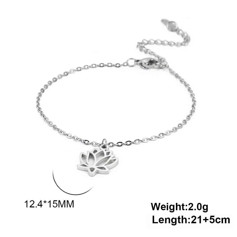 Women Lotus Flower Anklet Stainless Steel Bohemian Pendant Leg Foot Ankle Bracelet Beach Accessories Jewelry