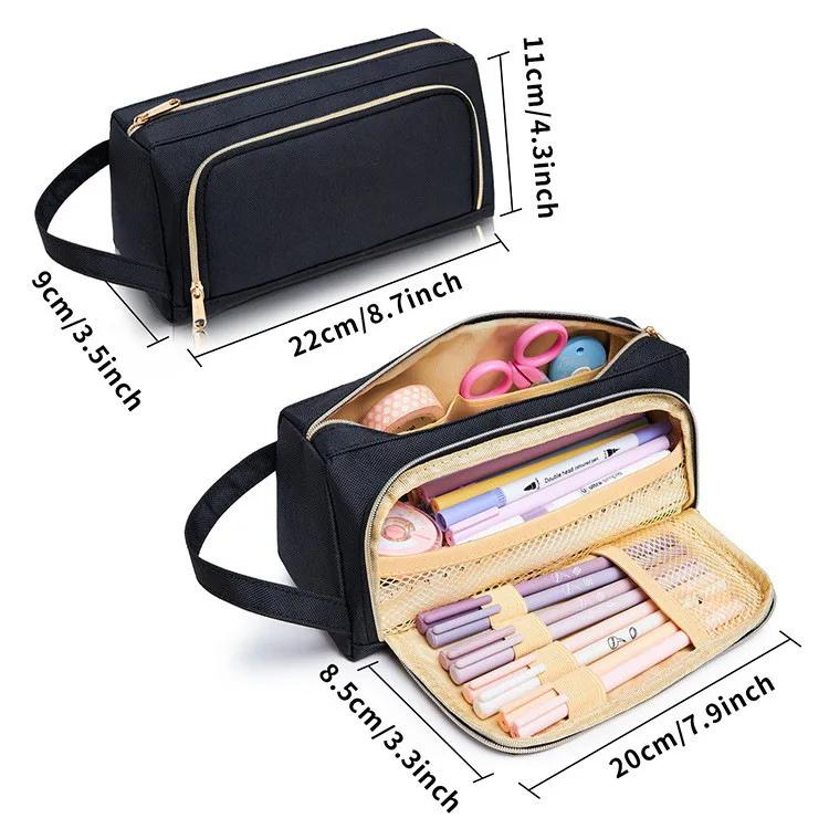 

Oxford Cloth Large Opening Simple Stationery Storage Bag Large Capacity Portable Student Pencil Case Pencil Case чёрный