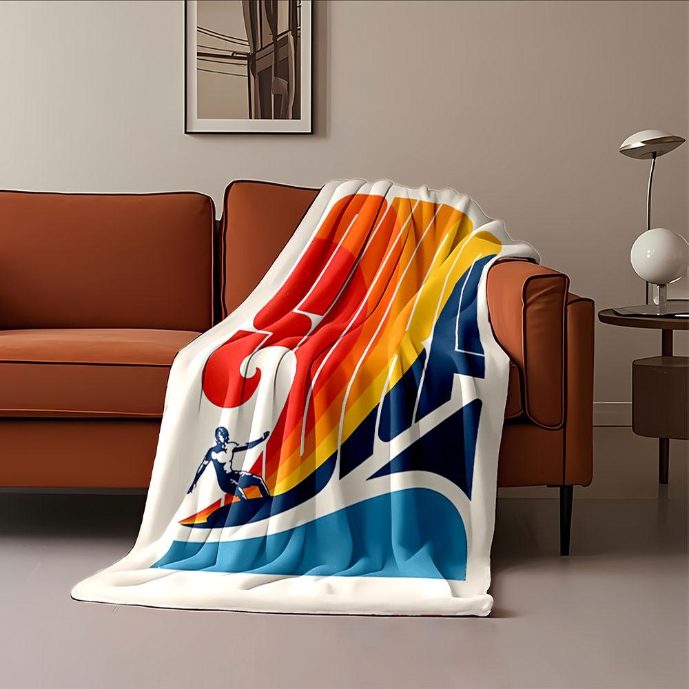 Retro Surfing Graphic Blanket for all seasons blanket lunch break throw gift