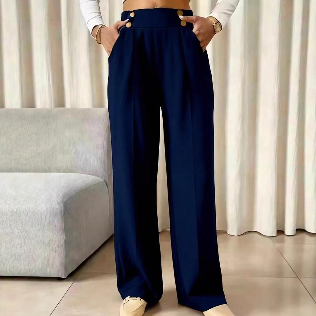 New Style Stretch Floor-length Casual Pants, High-waisted Long Pants, Loose and Elegant Style Straight-leg Women's Trousers