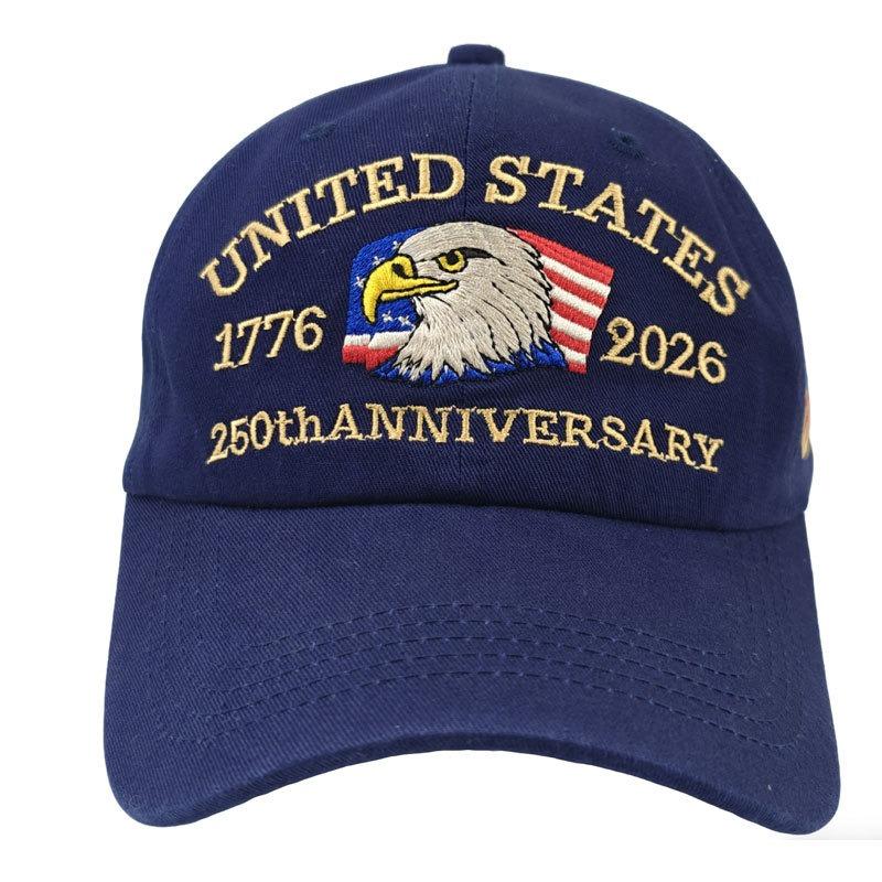 1pc United States 250th Anniversary Baseball Caps for Women,Washed Retro Design,Handmade Embroidery Hat for Parties,Adjustable