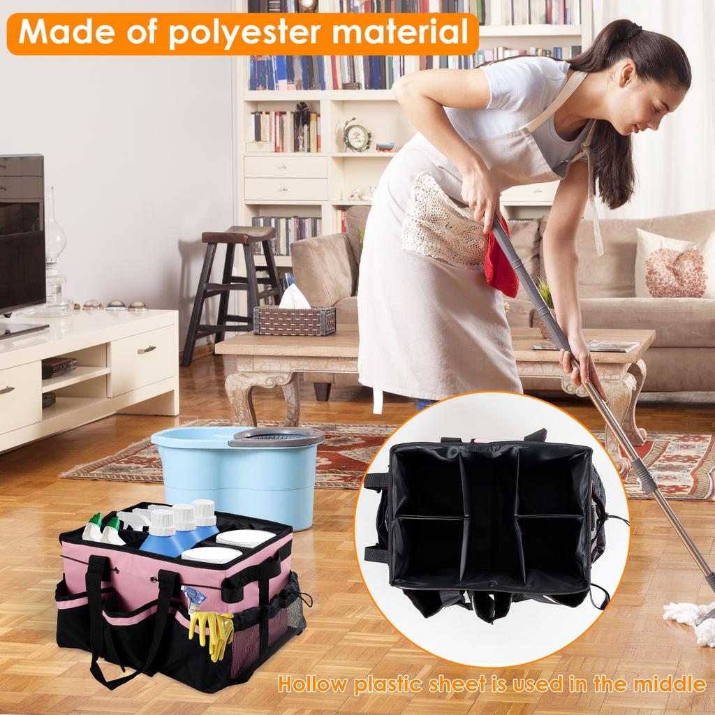 Cleaning Caddy Bag with Handle and Multiple Pockets Cleaning Tool Organizer Bag Large Capacity Supplies Organizer for for Car