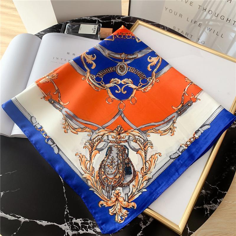Luxury Silk Feeling Square Scarf Women Print Satin Headscarf Summer Silk Shawl Hair Band Foulard Bandana Echarpe Tie Wraps