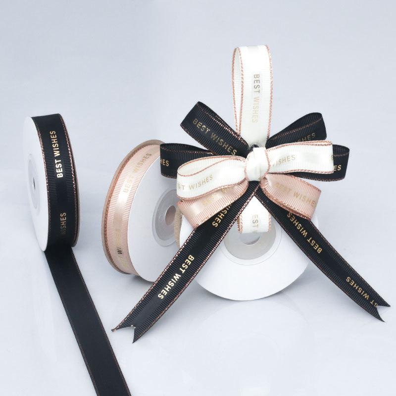 Crafting Elegant Multifunction 1.5cm Gold Ribbed Ribbon Ribbon Baking Cake Holiday Gifts Flower Bouquet Gift Box Packaging Ribbon Home Decoration