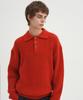 BLOND9 Hachi T-Collar Knit_Red Orange