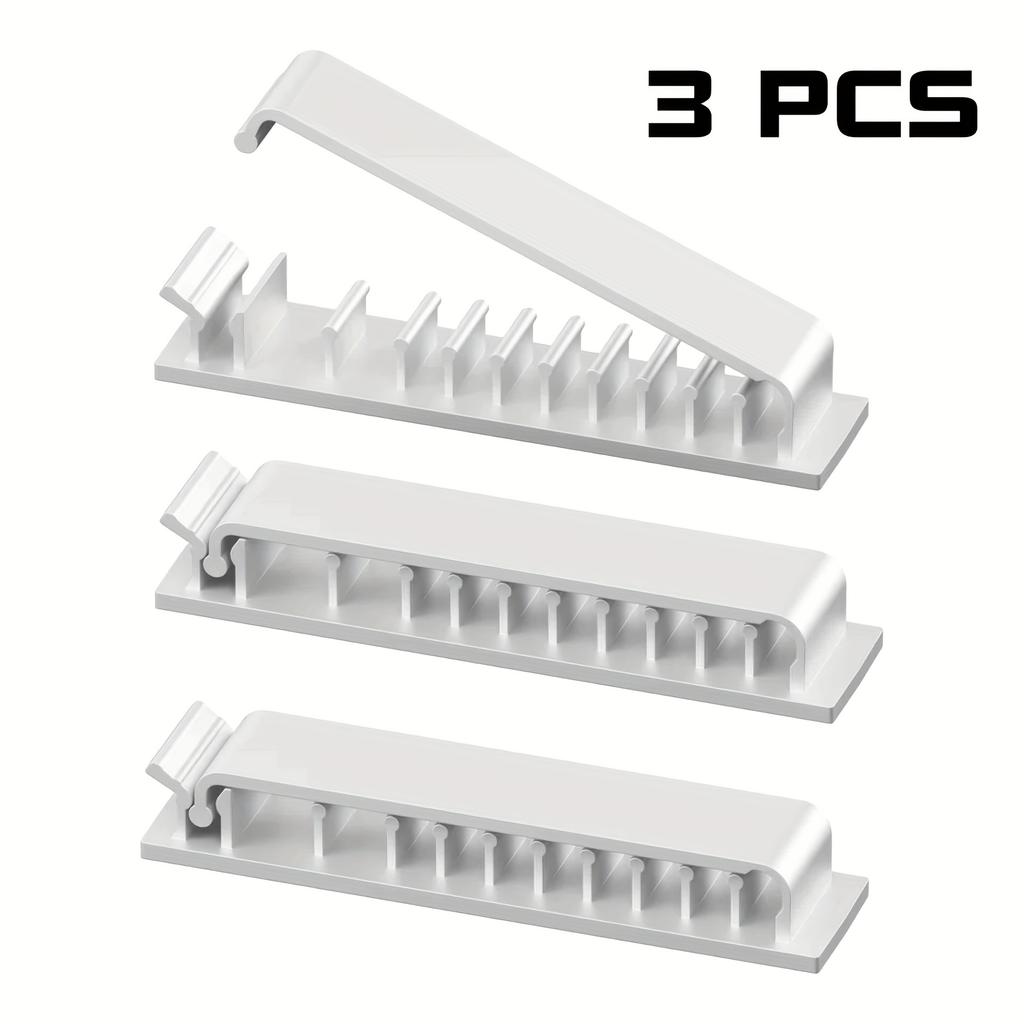 3pcs Self Adhesive Cable Clips 10 Slots Desk Wire Organizer Holder Home Office Car Cord Management Fixer