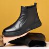 Fashion Hot Sale Mens Leather Boots High Quality Winter Mens Ankle Boots Fashion Side Zipper Business Outdoor Leisure Mens Dress Shoes