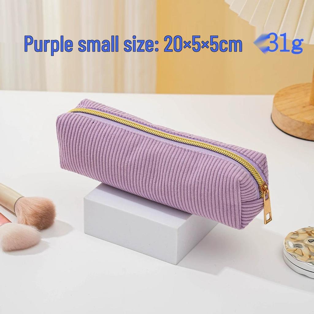Korean Style Cute Corduroy Makeup Bag and Large Capacity Pencil Case for Girls