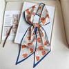 Printed Silk Scarf Korean Version Narrow Scarf Silk Scarf Double-layer Double-sided Scarf Long Scarf Tied Hair Elegant Headscarf Women Tied Bag Summer