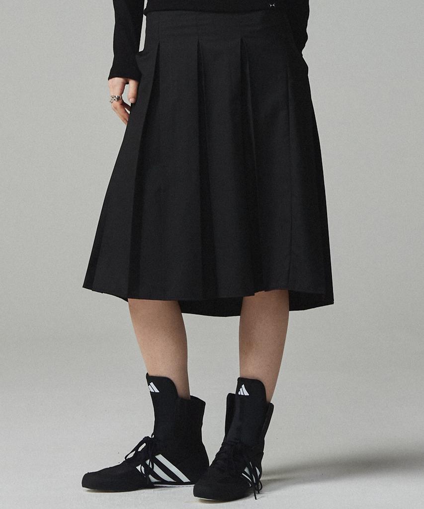 KITTY POTTERY Symbol Embroidered Pleated Long Skirt Black
