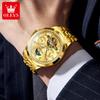 OLEVS Men's Watches Top Brand Luxury Original Automatic Mechanical Wristwatch for Man Moon Phase Date Week Flywheel Waterproof