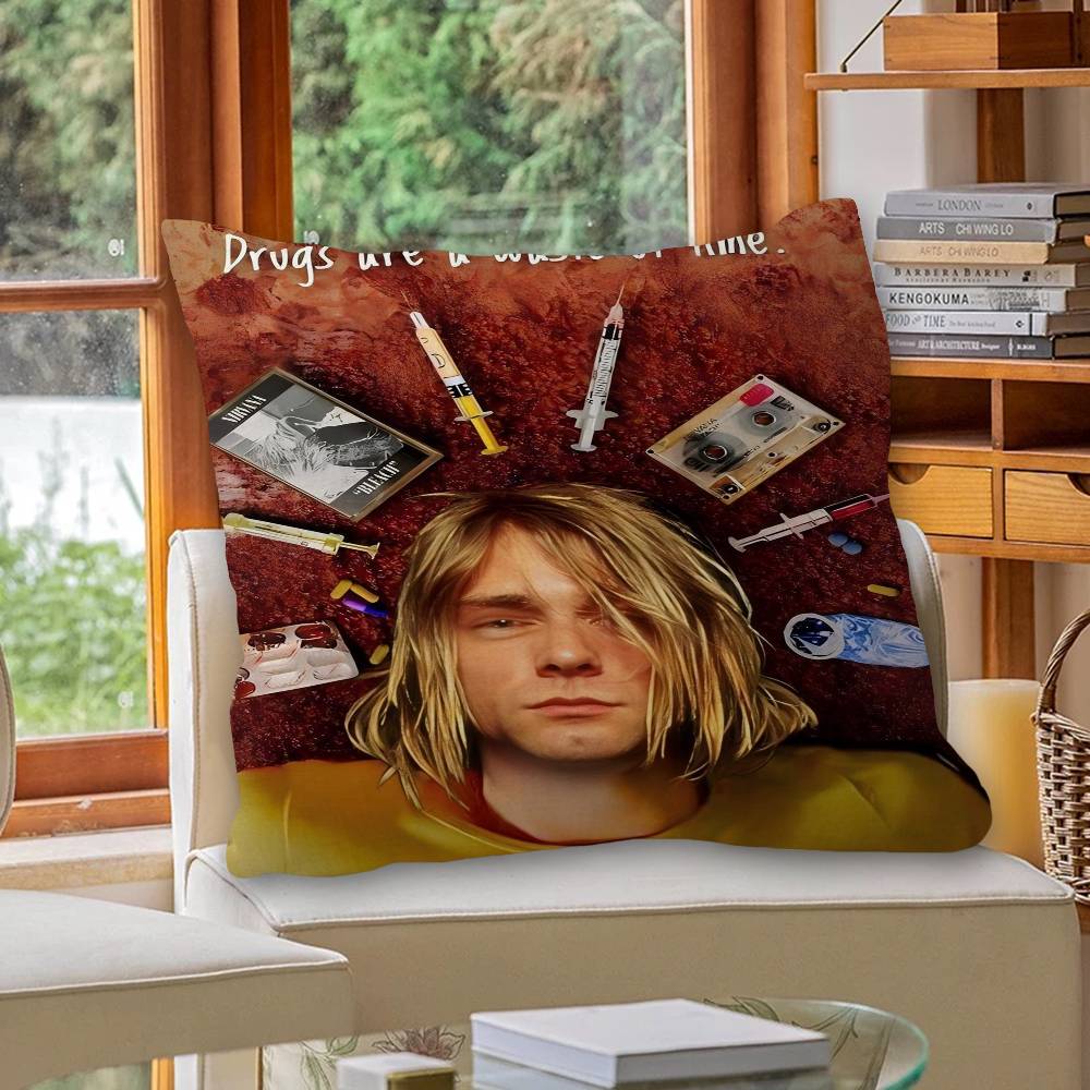Hot N-Nirvana-K-KurtS Cobain Personalized Pillow Dust Cover Bedroom Kids Party Decoration Pillowcase Birthday Children Gift