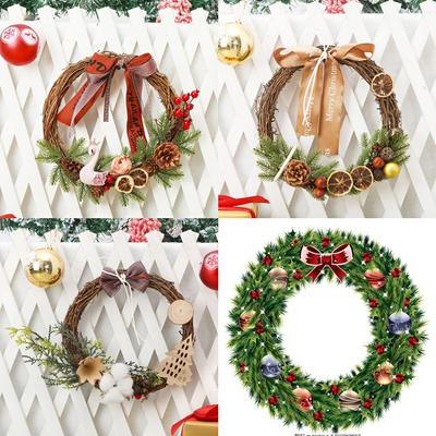 Christmas Decorations Dead Branch Rattan Circle Pendant Christmas Rattan Garland Door Hanging Christmas Garland Scene Layout Props