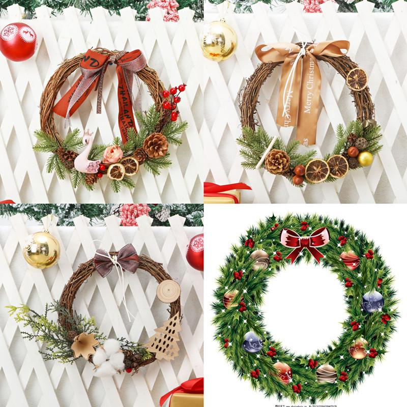 Christmas Decorations Dead Branch Rattan Circle Pendant Christmas Rattan Garland Door Hanging Christmas Garland Scene Layout Props