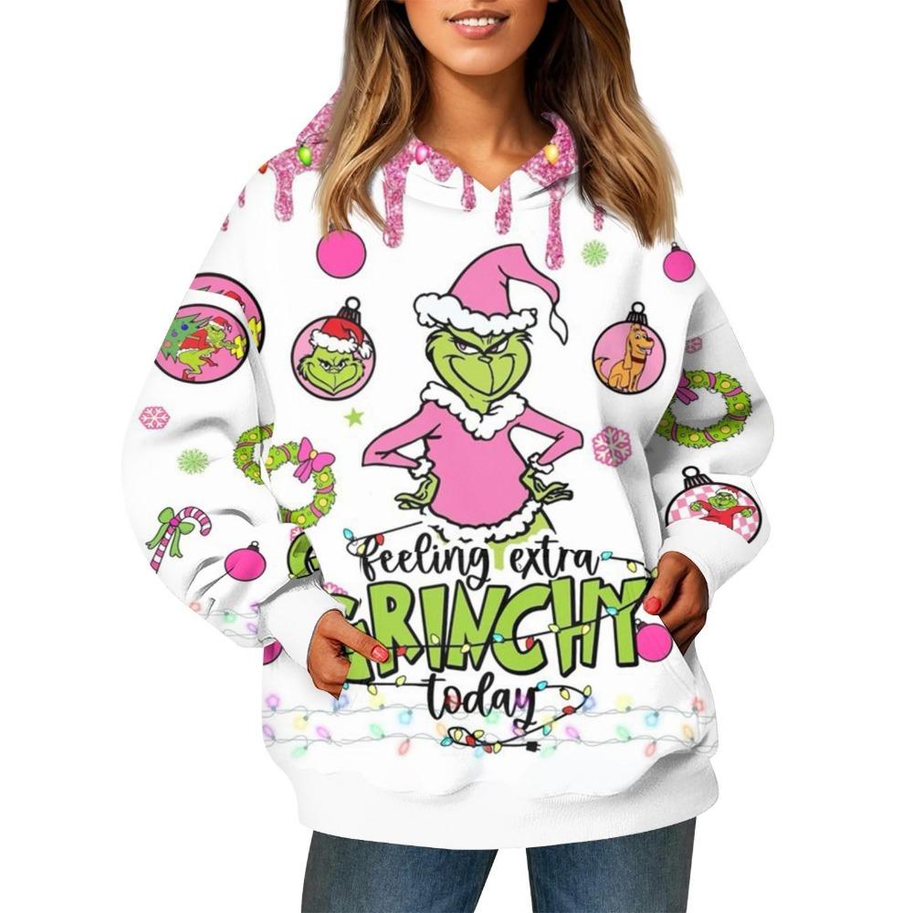 Fashion Men Women's Hoodies Christmas Green Fur Monster Print Pullover Cartoon Casual Sweatshirt Hoodies Long Sleeve Clothing