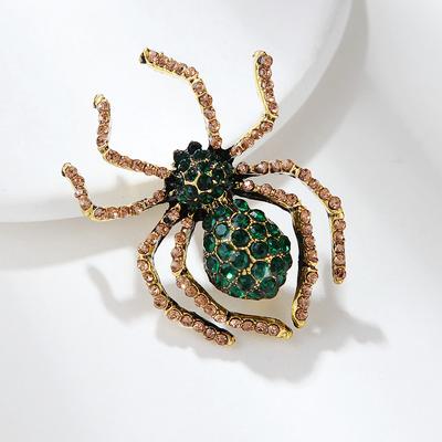 Broșă de păianjen retro cu diamant negru, ac personalizat cu diamant, accesorii versatile la modă creativă
