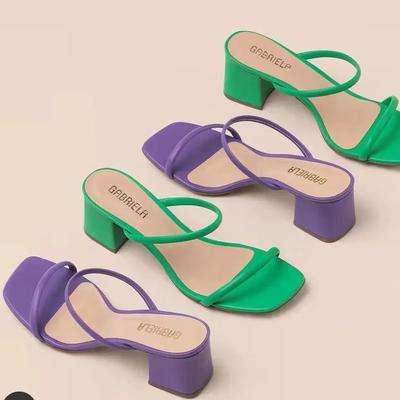 Fashion Peep Toe Women Slippers Fashion Solid Color Outdoor Square Heels Sandals Sexy Beach Slides Pumps Sandalias De Mujer 2024