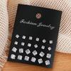 15 Pairs Classic Luxury Geometric Six Claw Zircon Crystal Pearl Stud Earrings Sets for Women Daily Wear Piercing Jewelry Gifts