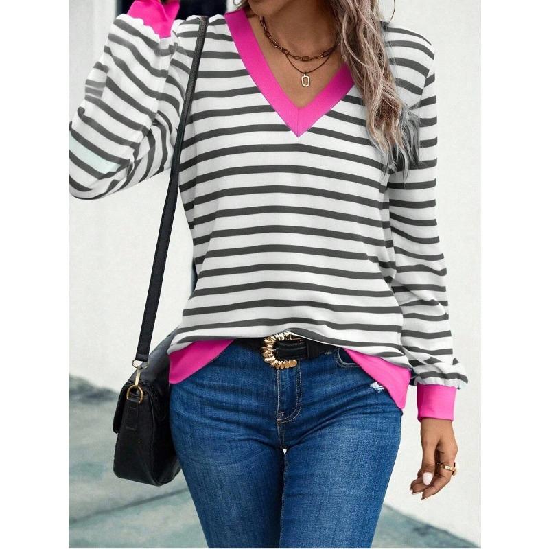 DICFY Women's Fashion Casual V-Neck Long Sleeve Blouses & Shirts