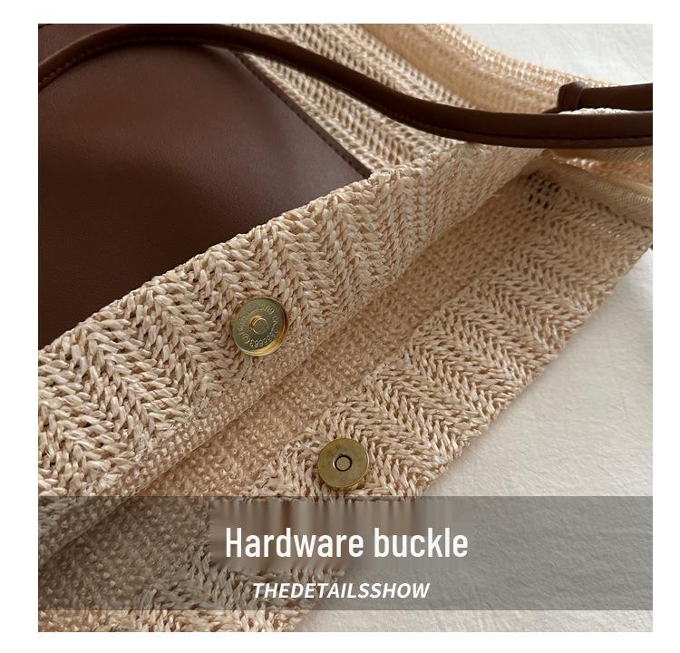 2024 Spring/Summer Women's Straw Woven Handbag: Vintage Pastoral-Style Shoulder Tote