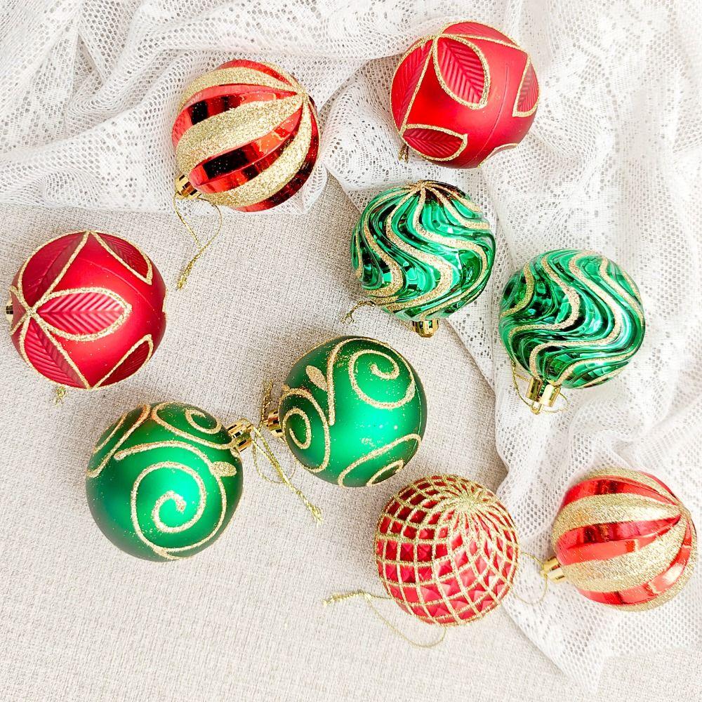 9Pcs/set 6CM Xmas Tree Hanging Pendant Painted Xmas Baubles Christmas Party Decoration