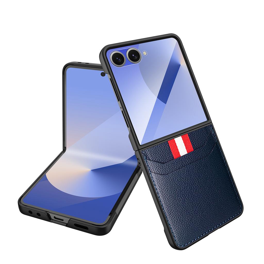 For Samsung Galaxy Z Flip 7 Case Luxury Lichee PU Leather Skin Card Protective Back Cover Case For Samsung Z Flip 7 6 5 4 Shell
