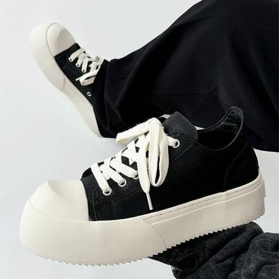 44 Size Board Shoes, the Same Black Thick-soled Heightened Breathable Star, the Same Commuter Big Head Shoes, Trendy Low-top Shoes for Men and Women