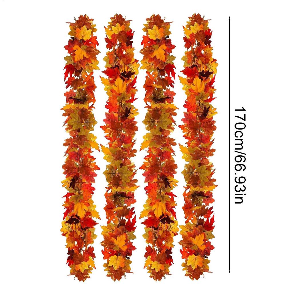 Artificial Fall Leaves Garlands 4Pcs Autumn Fall Thanksgiving Maple Leaves Rattan Halloween Seasonal Harvest Decoration