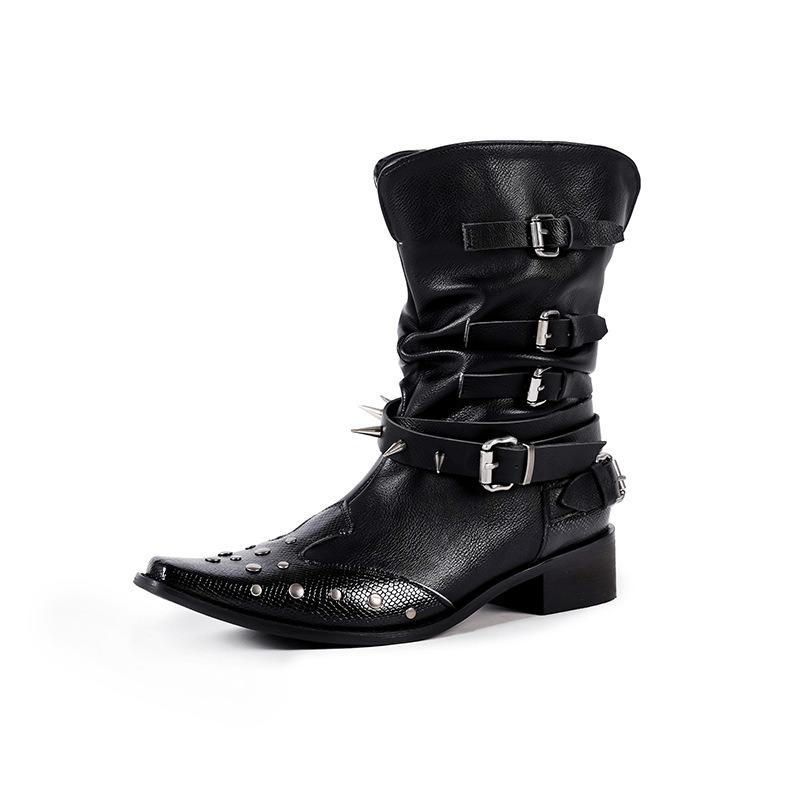 Embroidered pointed western cowboy boots women's spring and summer new thick heel versatile knight boots sleeve short boots