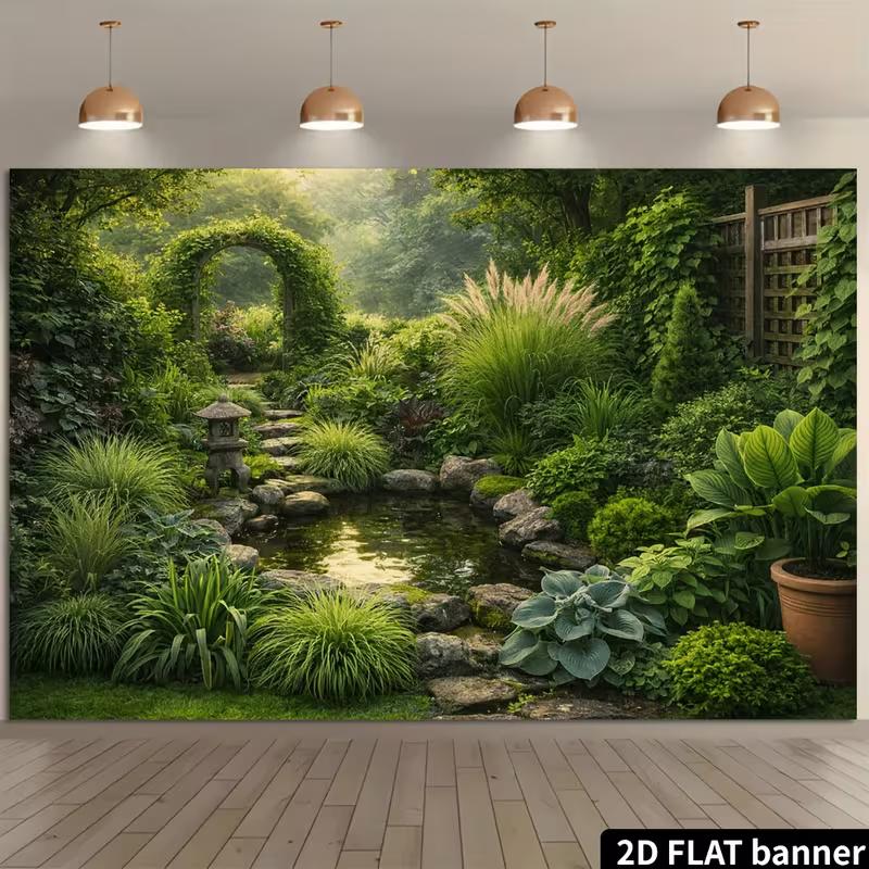 2D Oriental Shade Garden Portrait Photo Backdrop