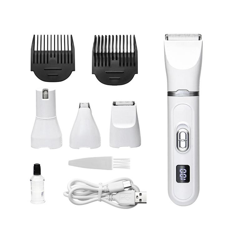 High Efficiency Pet Grooming Salon  4-in-1 Pet Clipper Ceramic Blade Washable Pet Hair Trimmer Kit белый