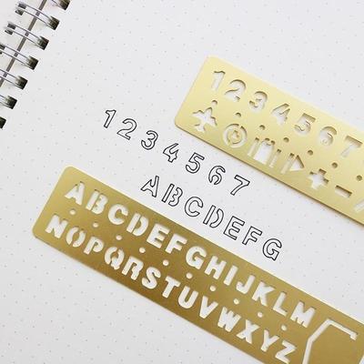 1 Pc Cute Numbers&letters Multifunctional Hollow Ruler Drawing Graffiti Template Brass Promotional