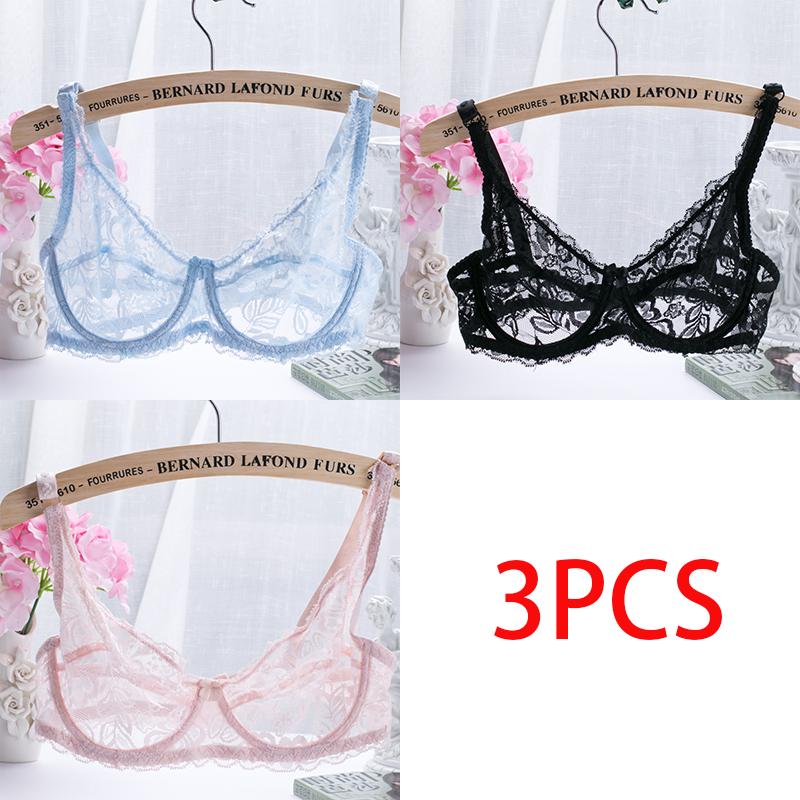Europe and The United States Thin Single-layer Sexy Bra Full Lace Steel Ring Cottonless Bra Adjustable Big Yards Bra
