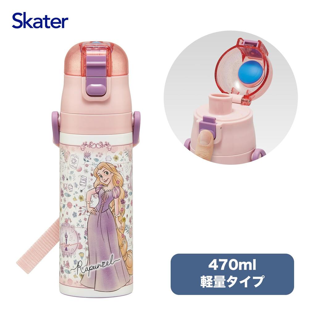 Skater Water Direct Disney Tangled Size Stainless Sports Water Children's Bottle, 470ml, Drinking, Design, 26, Girls, Insulated, Steel, Lightweight,