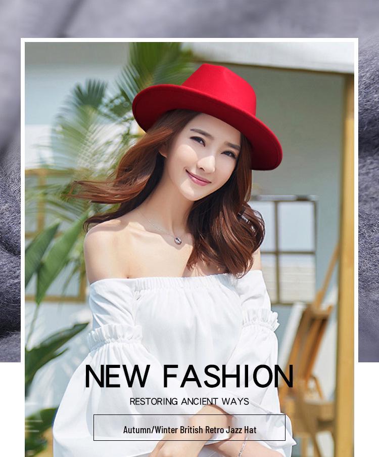 Fedora Unisex Vintage de Ala Ancha - Estilo Europeo y Americano Otoño/Invierno Sombrero de Fieltro de Lana Sintética