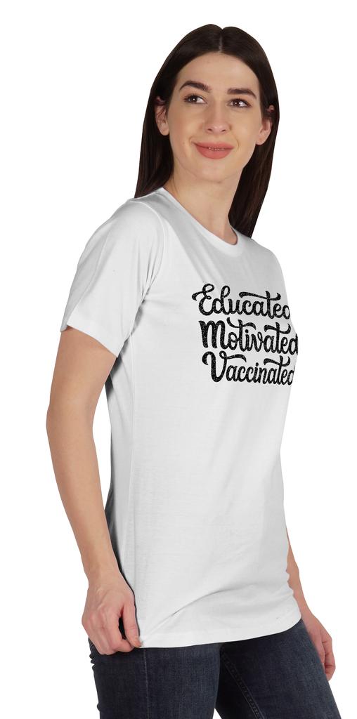 Inkmeso Educated Motivated Vaccinated Funny Pro-Vaccine T-shirt Tops For