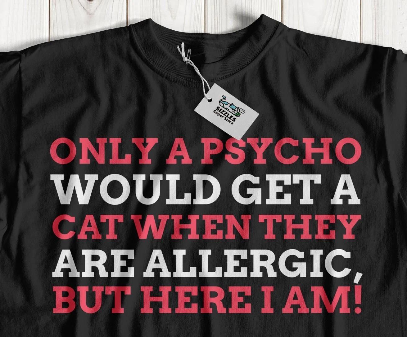 Unisex Funny Cat Allergy T-Shirt Allergic To Cats Gifts & Cat Hair Tee S