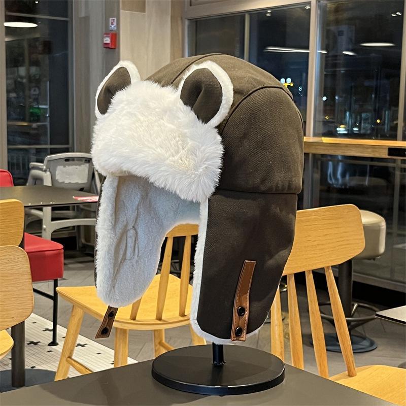 

Шапка женская теплая утолщенная флисовая защитные наушники Northeast Lei Feng Hat вязаная зимняя шерстяная шапка