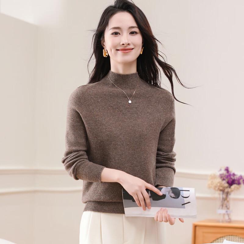 SNOWFLYING Women's Merino Wool Semi-High Neck Sweater