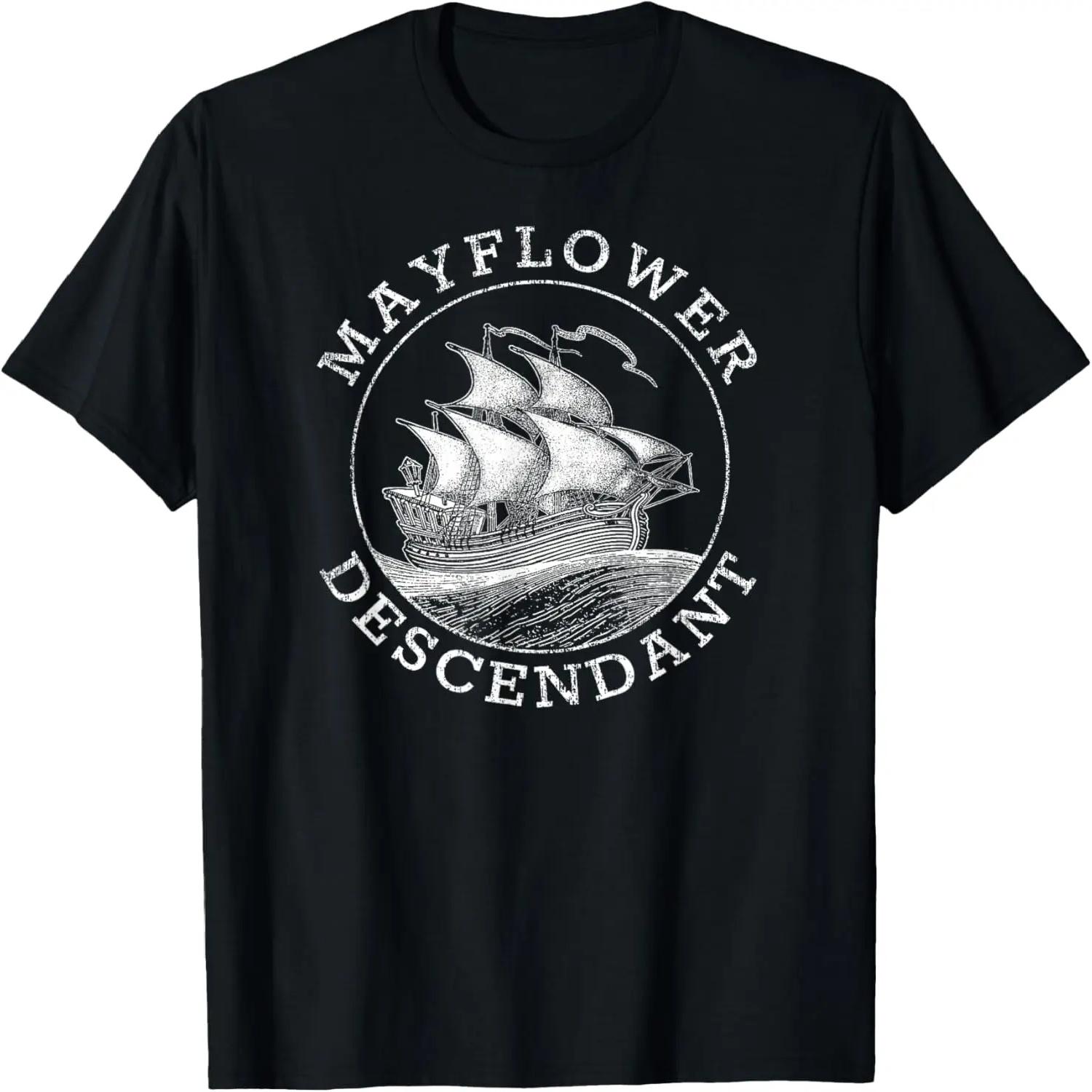 Mayflower Descendant in Distressed T-Shirt S