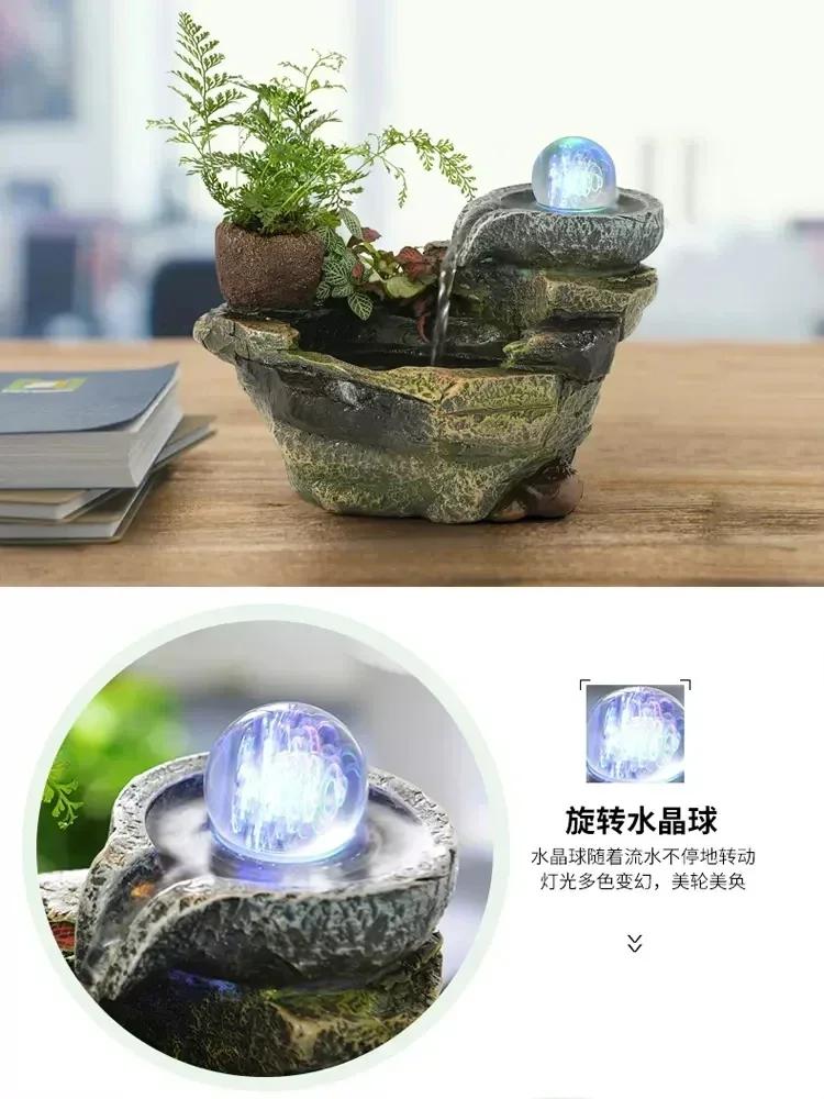 Felsenlandschaft Kreatives Wasser Fengshui Chinesischer Brunnen Desktop-Dekorationen Garten-Dekorationen Luftbefeuchter Haus Innenraum Büro-Dekor 3J5D